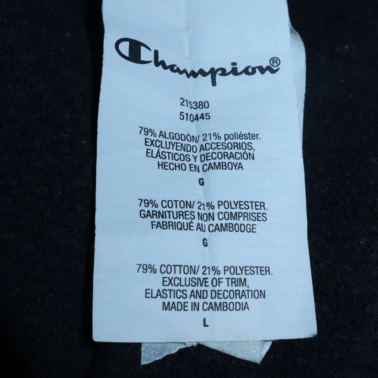 Champion Men's Black Pullover Hoodie L Logo Sportswear - Image 5
