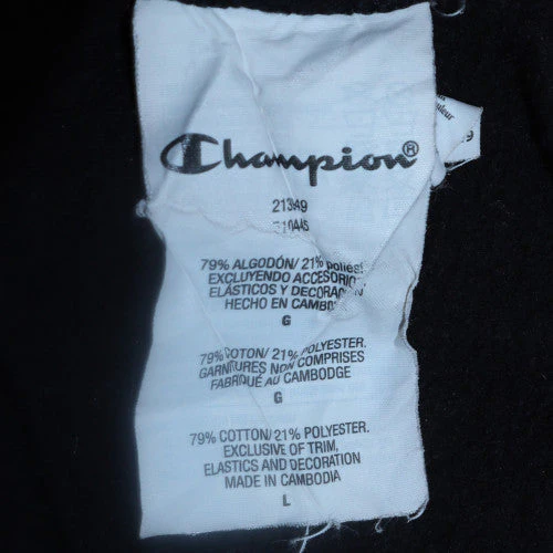 Champion Mens Black Pullover Hoodie L Regular Fit Logo Fleece - Image 6