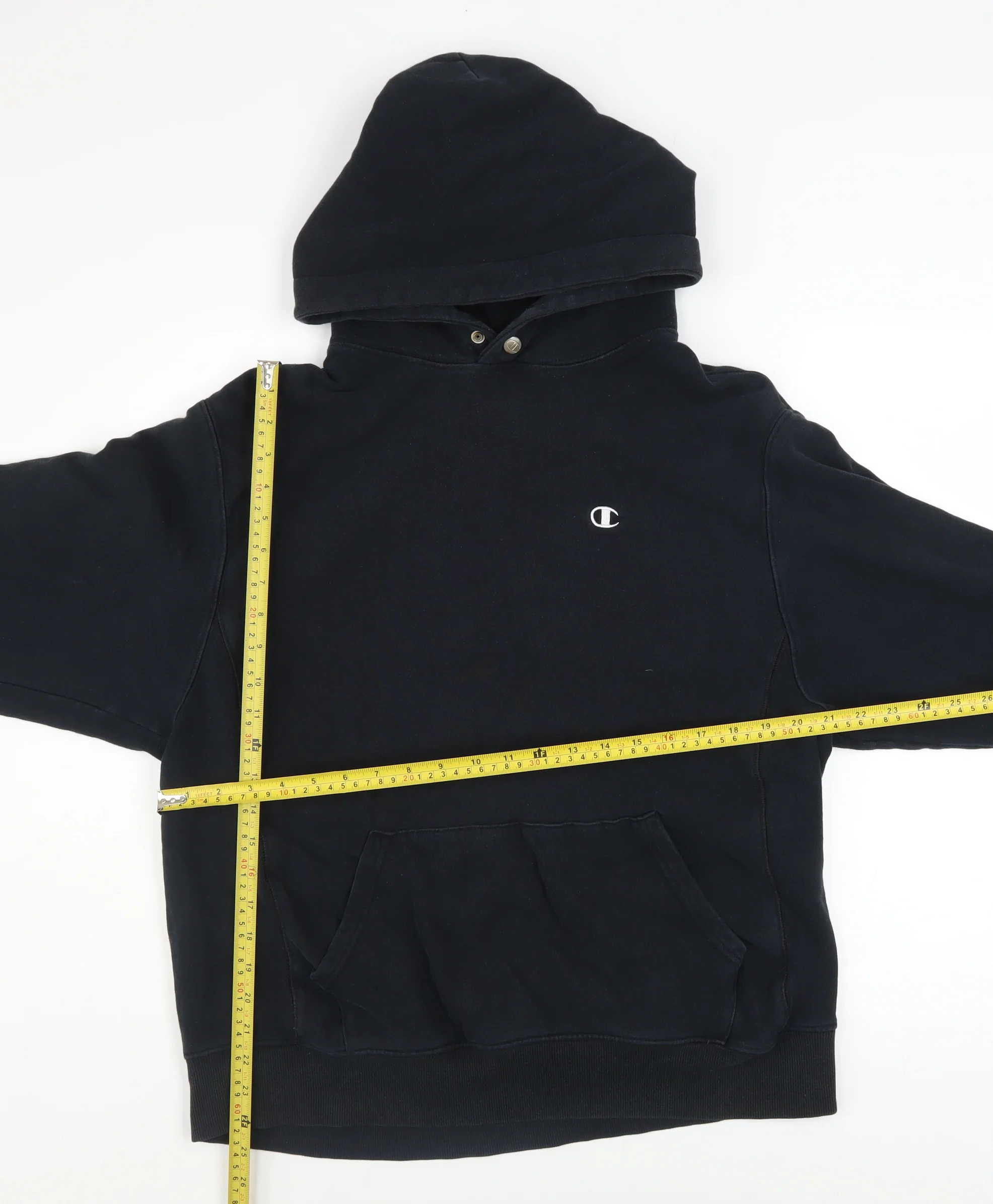 Champion Men's Black Pullover Hoodie Medium Embroidered Logo - Image 2