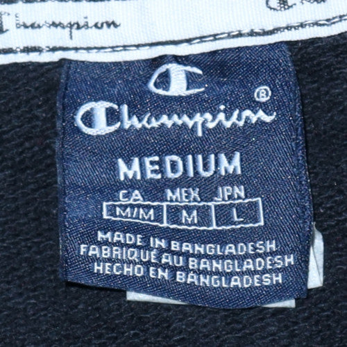 Champion Men's Black Pullover Hoodie Medium Logo Fleece - Image 4