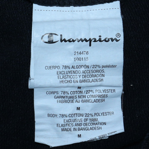 Champion Men's Black Pullover Hoodie Medium Logo Fleece - Image 5