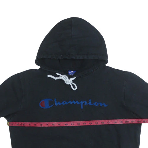 Champion Men's Black Pullover Hoodie Medium Logo Sports Fleece - Image 3