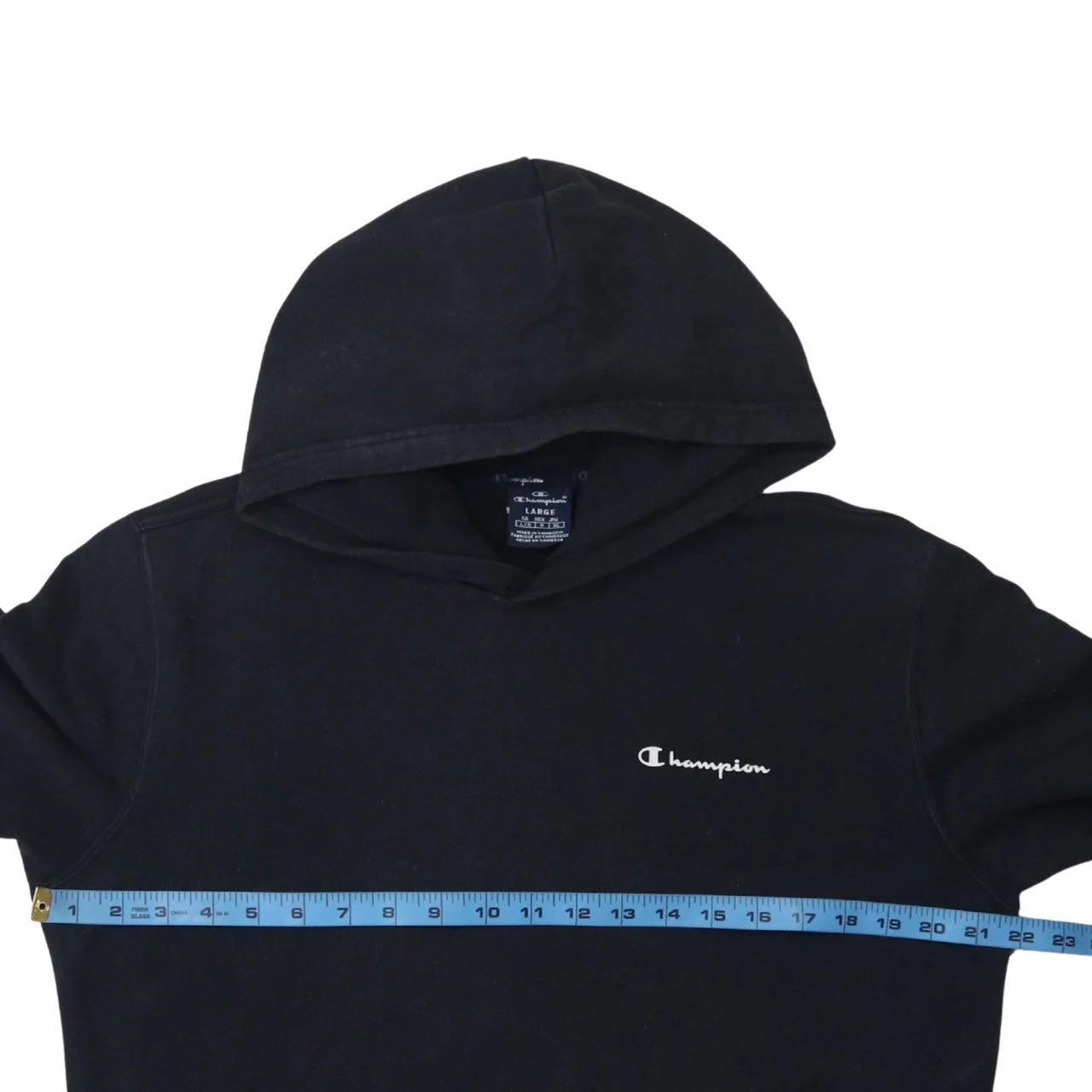 Champion Men's Black Pullover Hoodie Size L Logo Fleece Sweatshirt - Image 2