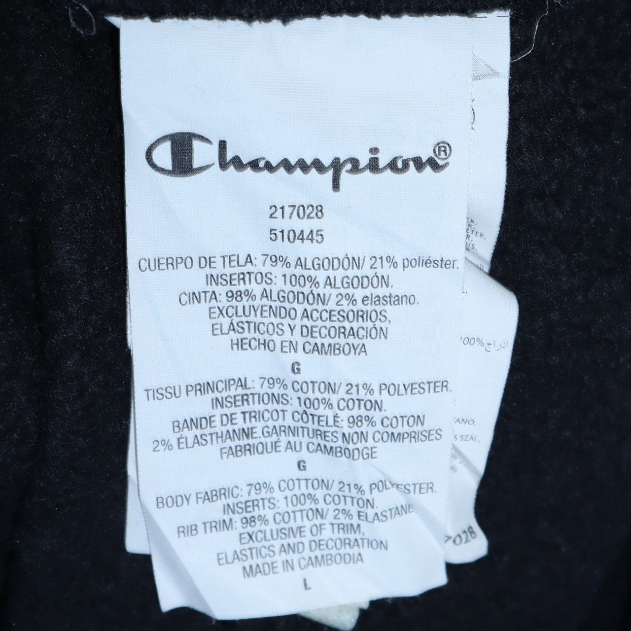 Champion Men's Black Pullover Hoodie Size L Logo Fleece Sweatshirt - Image 6