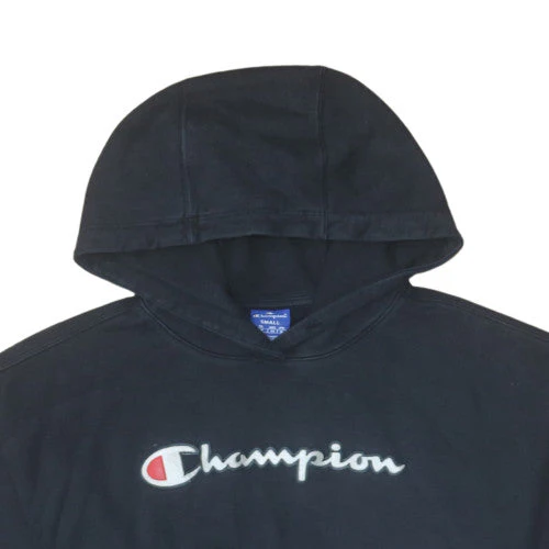 Champion Men's Black Pullover Hoodie Small Embroidered Logo - Image 8