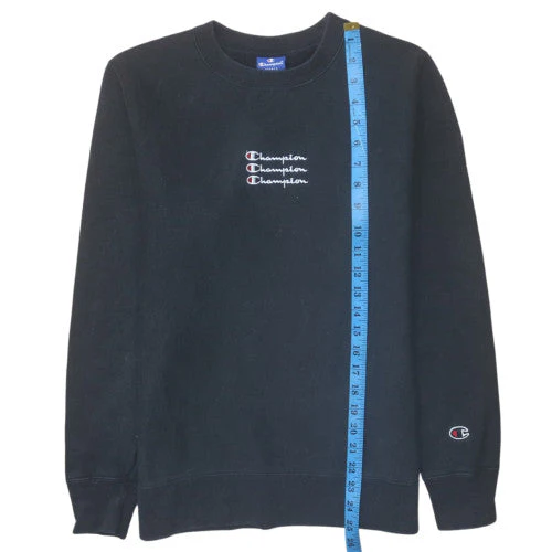 Champion Men's Black Small Pullover Sweatshirt Embroidered Logo - Image 3