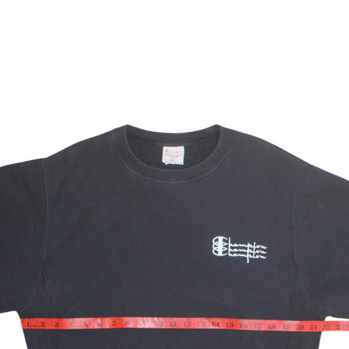 Champion Men's Black Small Reverse Weave Crew Neck Sweatshirt - Image 2