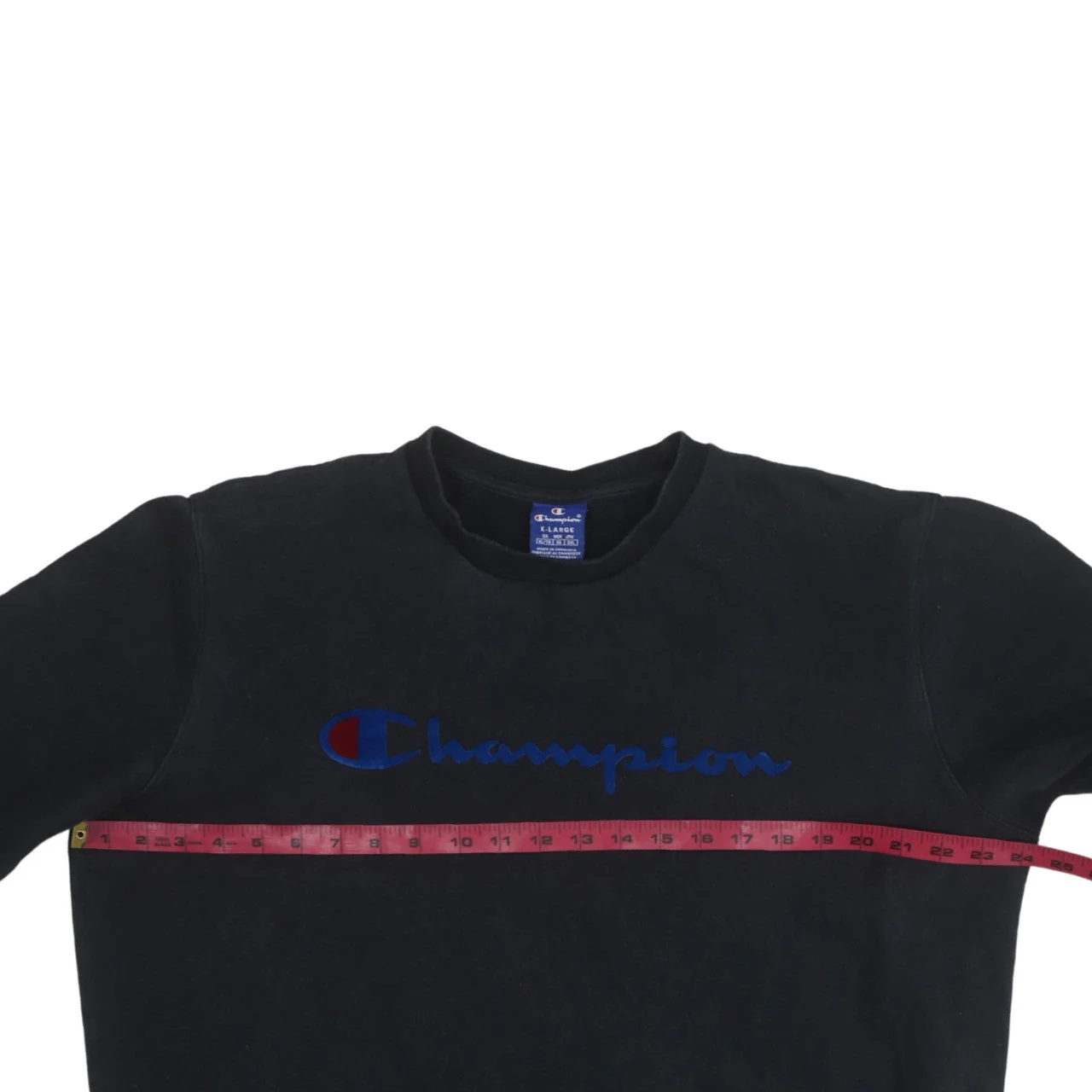 Champion Men's Black XL Pullover Sweatshirt Crew Neck Logo Cotton - Image 3