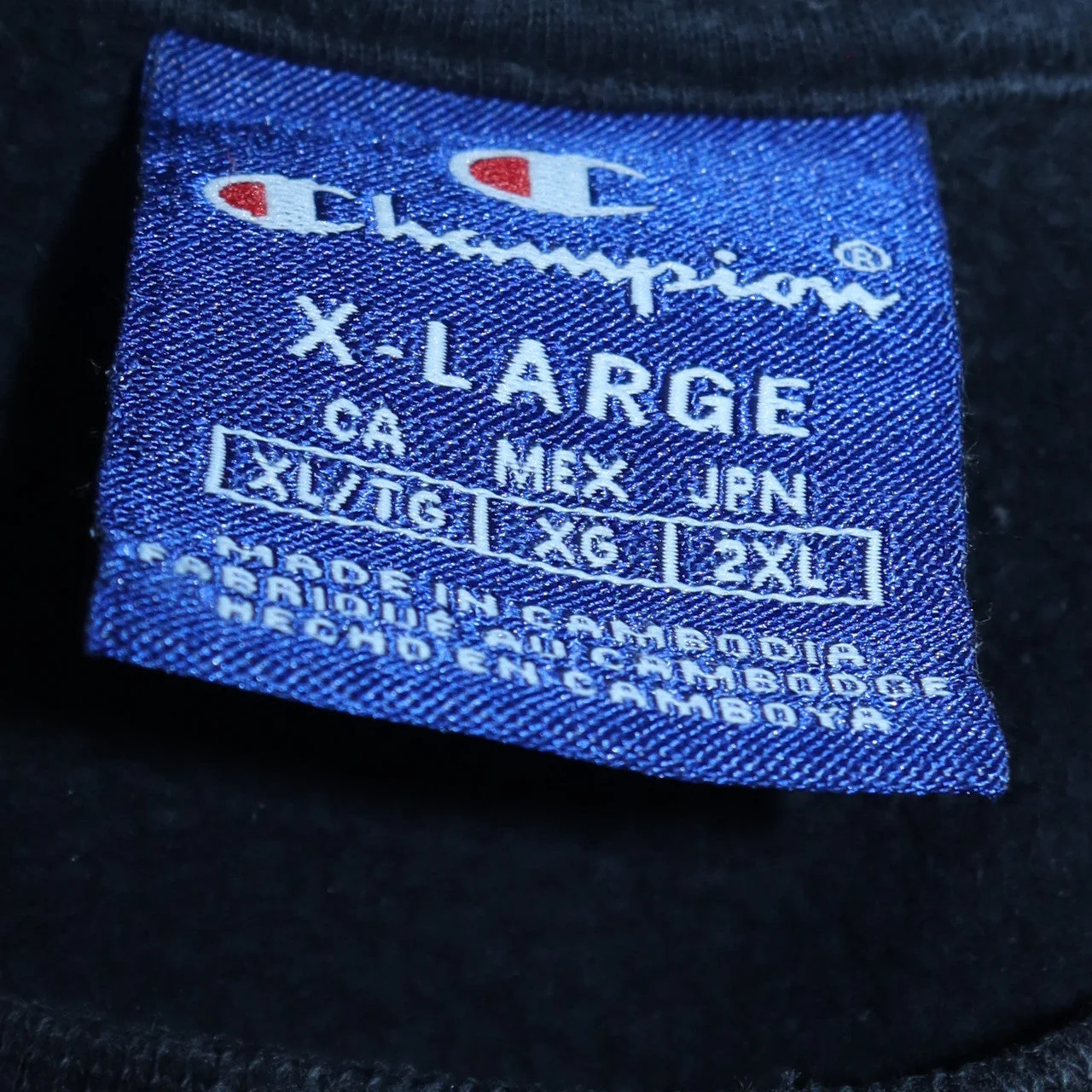 Champion Men's Black XL Pullover Sweatshirt Crew Neck Logo Cotton - Image 5