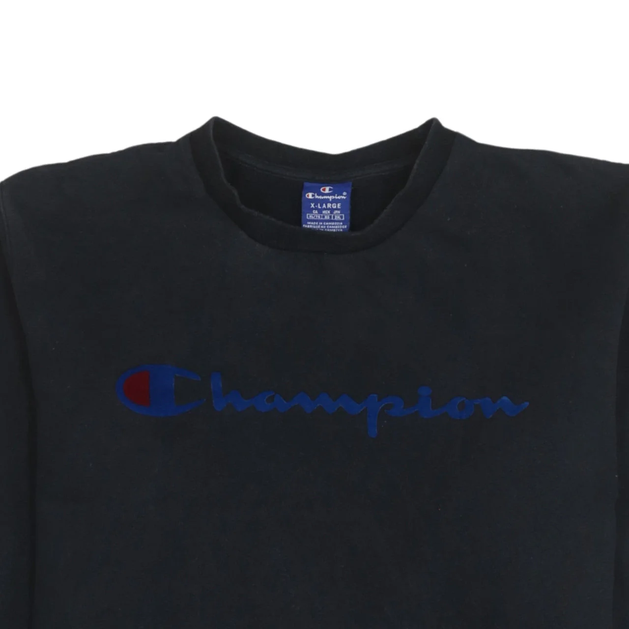 Champion Men's Black XL Pullover Sweatshirt Crew Neck Logo Cotton - Image 8