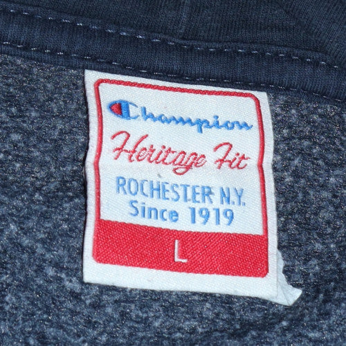 Champion Men's Blue Full Zip Hoodie Size L Heritage Fit Fleece - Image 5