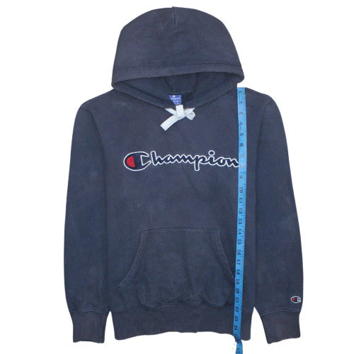 Champion Men's Blue Pullover Hoodie Medium Graphic Logo Fleece - Image 3