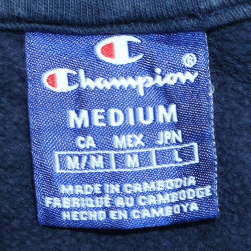 Champion Men's Blue Pullover Hoodie Medium Graphic Logo Fleece - Image 5