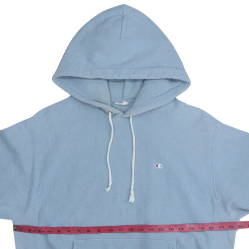 Champion Men's Blue Pullover Hoodie Medium Reverse Weave Fleece - Image 2