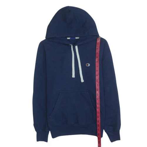 Champion Men's Blue Pullover Hoodie Size L Fleece Logo Sweatshirt - Image 2