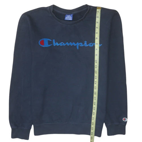 Champion Men's Blue Small Pullover Crew Neck Logo Sweatshirt - Image 3