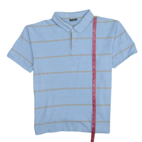 Champion Men's Blue Striped Polo Shirt Size XL Cotton Casual - Image 2