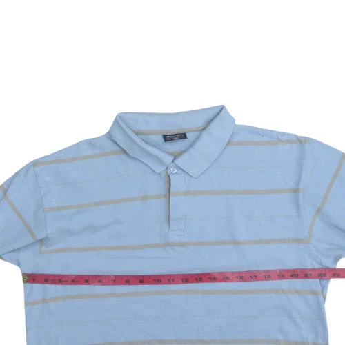 Champion Men's Blue Striped Polo Shirt Size XL Cotton Casual - Image 3