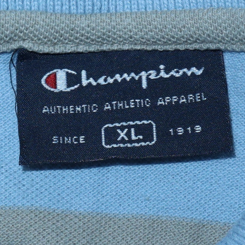 Champion Men's Blue Striped Polo Shirt Size XL Cotton Casual - Image 6