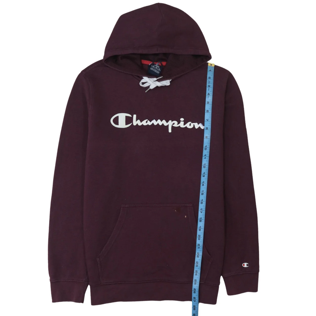 Champion Men's Brown Pullover Hoodie Medium Fleece Logo Sweatshirt - Image 2