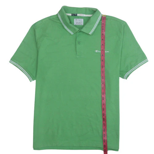 Champion Men's Green Short Sleeve Polo Shirt Medium Cotton - Image 2