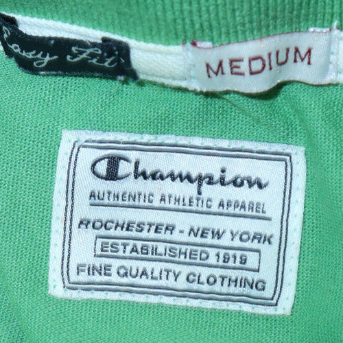 Champion Men's Green Short Sleeve Polo Shirt Medium Cotton - Image 5