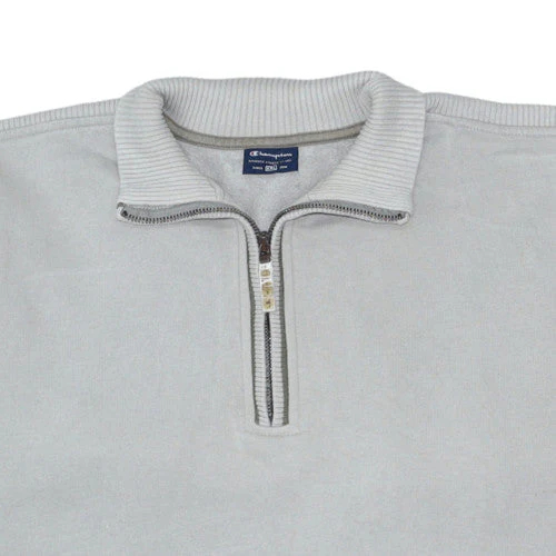 Champion Men's Grey 1/4 Zip Fleece Sweatshirt 2XL Regular Fit - Image 8