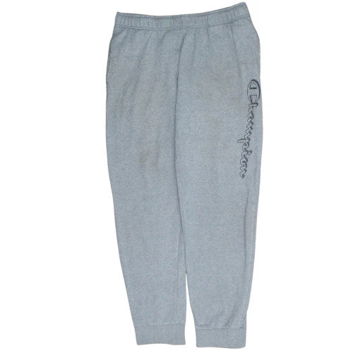 Champion Men's Grey Jogger Sweatpants L Regular Fit Fleece Trousers