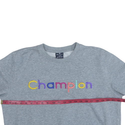 Champion Men's Grey Large Embroidered Logo Crew Neck Sweatshirt - Image 2