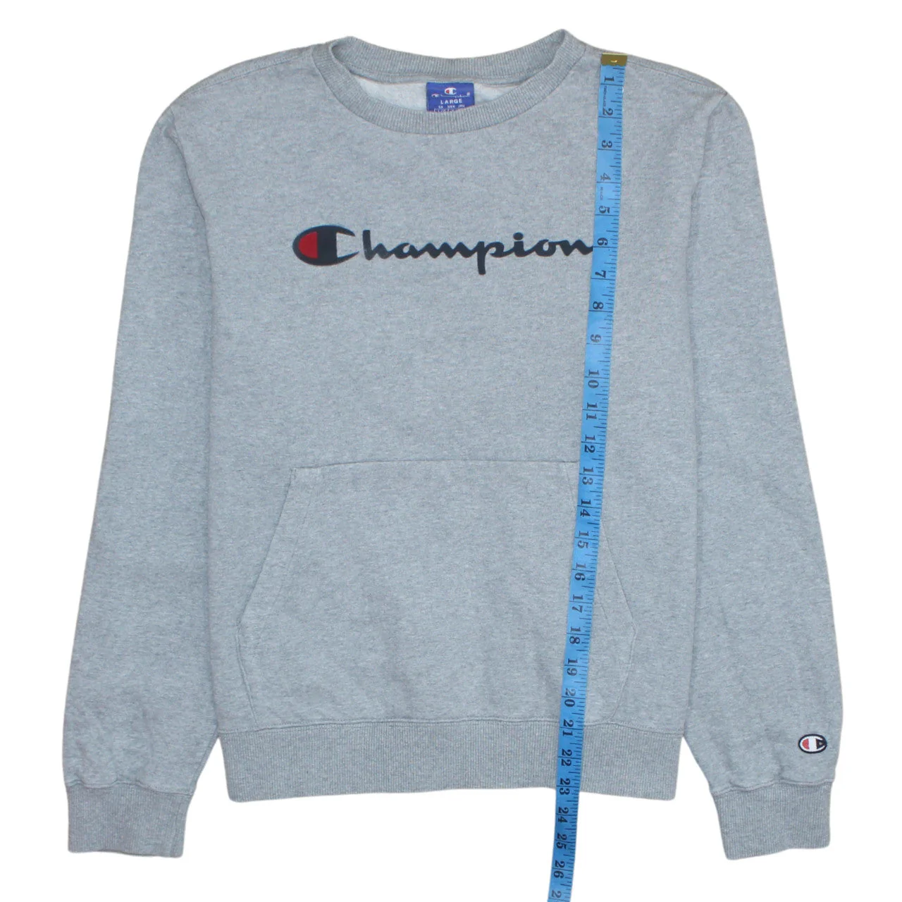 Champion Men's Grey Large Pullover Sweatshirt with Logo - Image 3