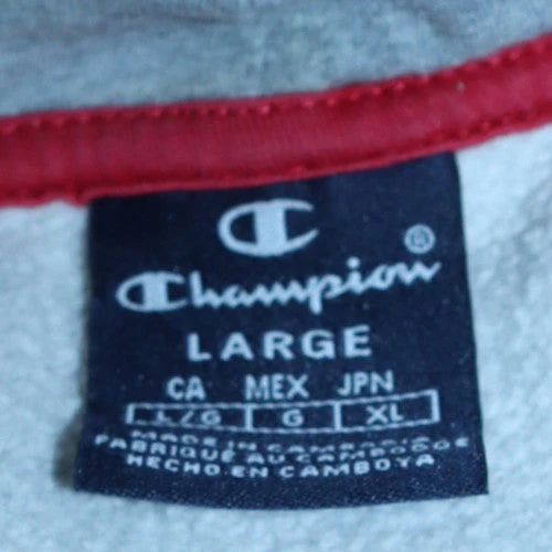 Champion Men's Grey Pullover Hoodie Large Logo Fleece Sweatshirt - Image 5