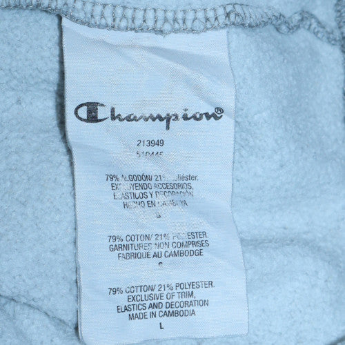 Champion Men's Grey Pullover Hoodie Large Logo Fleece Sweatshirt - Image 6