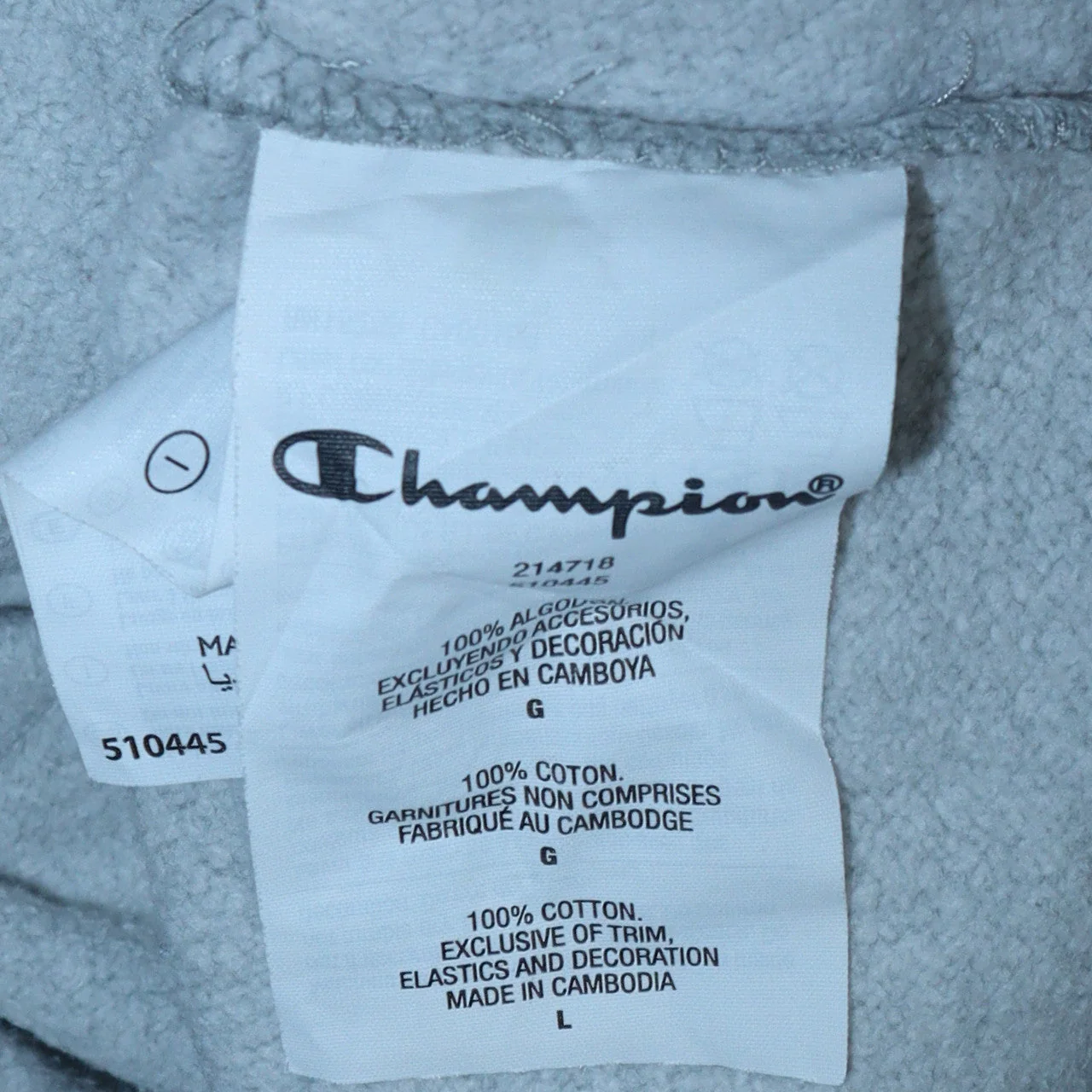 Champion Men's Grey Pullover Hoodie Large Sports Style - Image 6