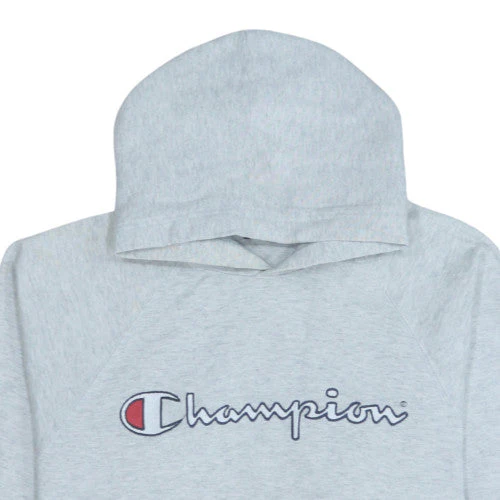 Champion Mens Grey Pullover Hoodie M Classic Logo Fleece Sweatshirt - Image 7