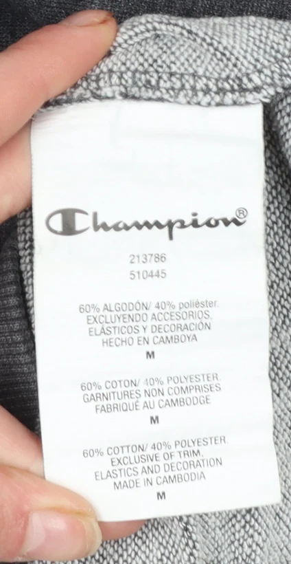Champion Men's Grey Pullover Hoodie M Regular Fit Sportswear - Image 4