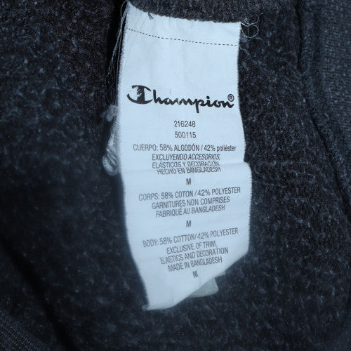 Champion Men's Grey Pullover Hoodie Medium Fleece Logo Sweatshirt - Image 6