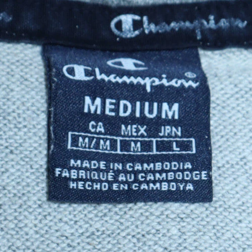 Champion Men's Grey Pullover Hoodie Medium Graphic Logo - Image 5