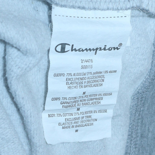 Champion Men's Grey Pullover Hoodie Medium Logo Fleece Sweatshirt - Image 5