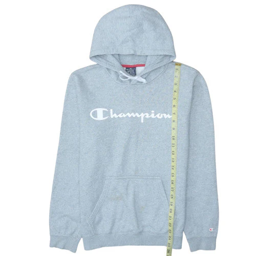 Champion Men's Grey Pullover Hoodie Medium Logo Sportswear - Image 2