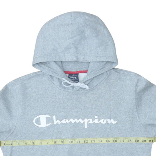 Champion Men's Grey Pullover Hoodie Medium Logo Sportswear - Image 3