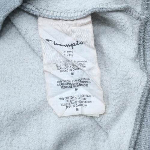 Champion Men's Grey Pullover Hoodie Medium Logo Sportswear - Image 5