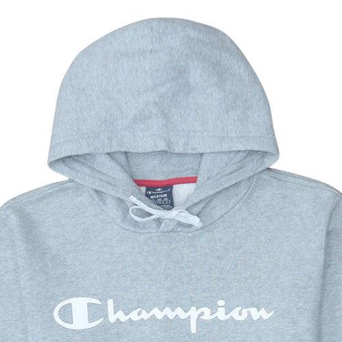 Champion Men's Grey Pullover Hoodie Medium Logo Sportswear - Image 7