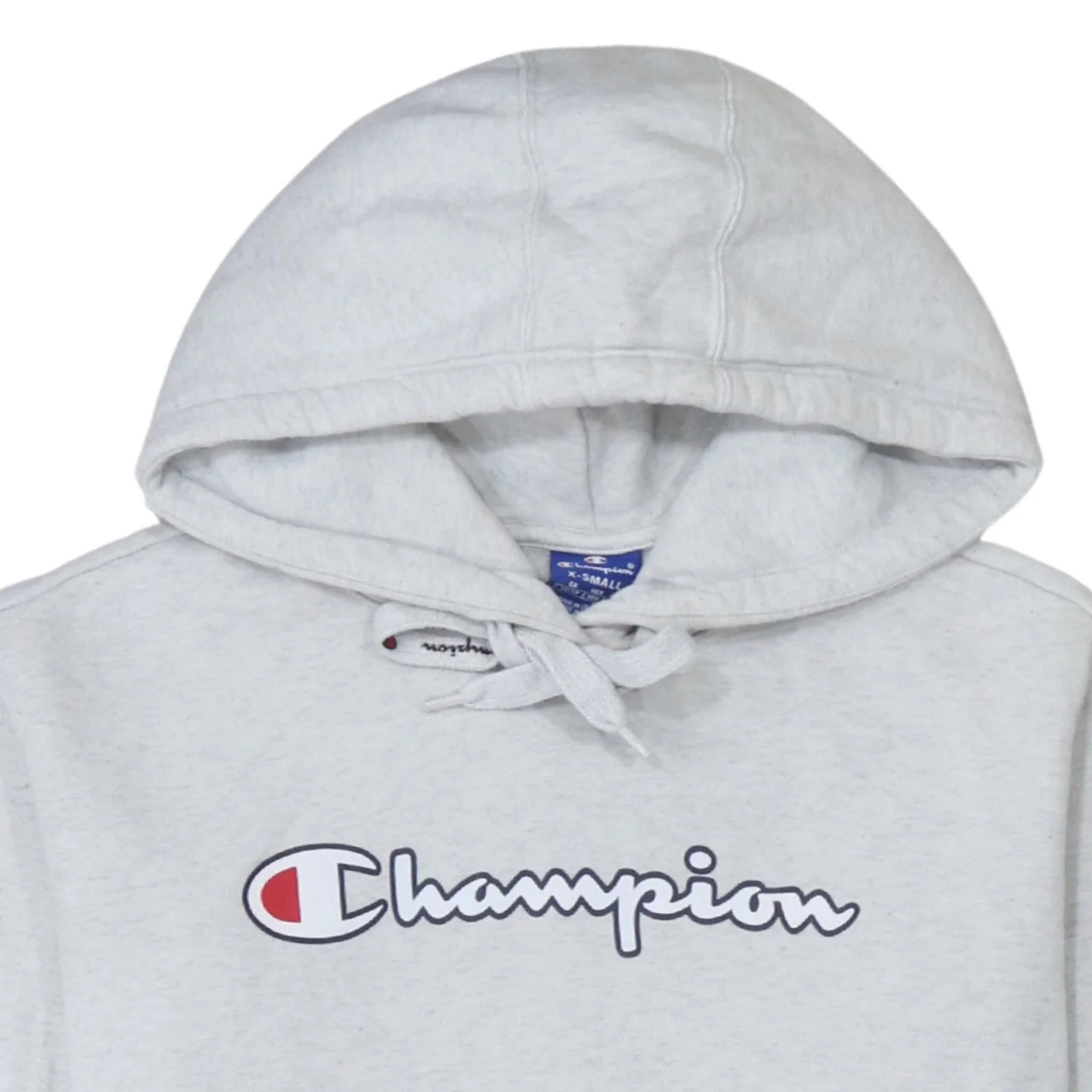Champion Mens Grey Pullover Hoodie XS Logo Fleece Sweatshirt - Image 8