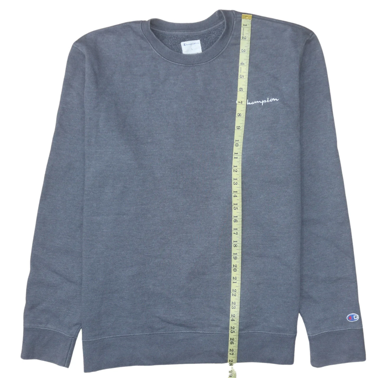 Champion Men's Grey Pullover Sweatshirt L Regular Fit Crew Neck - Image 2