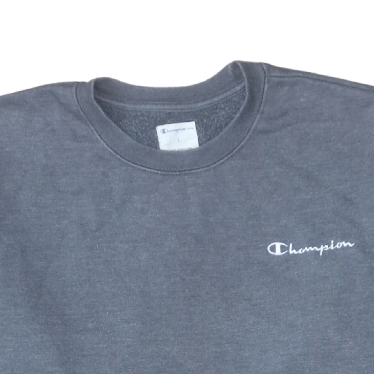 Champion Men's Grey Pullover Sweatshirt L Regular Fit Crew Neck - Image 7