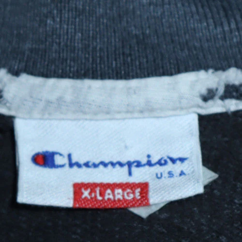 Champion Mens Grey XL Henley Sweatshirt Retro USA Logo Top - Image 5