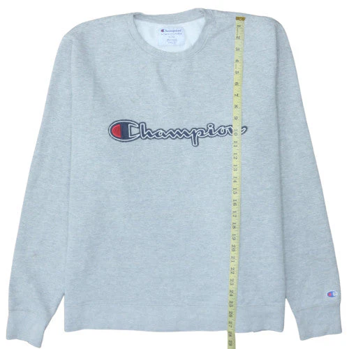 Champion Men's Grey XL Pullover Sweatshirt Embroidered Logo Crew Neck - Image 2