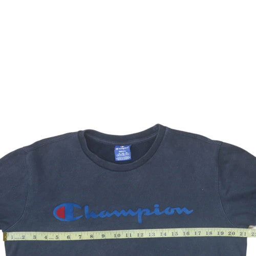 Champion Mens Navy Blue Crew Neck Cotton Sweatshirt Small Classic Logo - Image 2