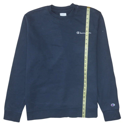 Champion Men's Navy Blue Crew Neck Sweatshirt L Cotton Blend - Image 3