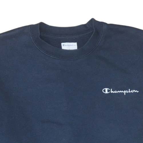 Champion Men's Navy Blue Crew Neck Sweatshirt L Cotton Blend - Image 7